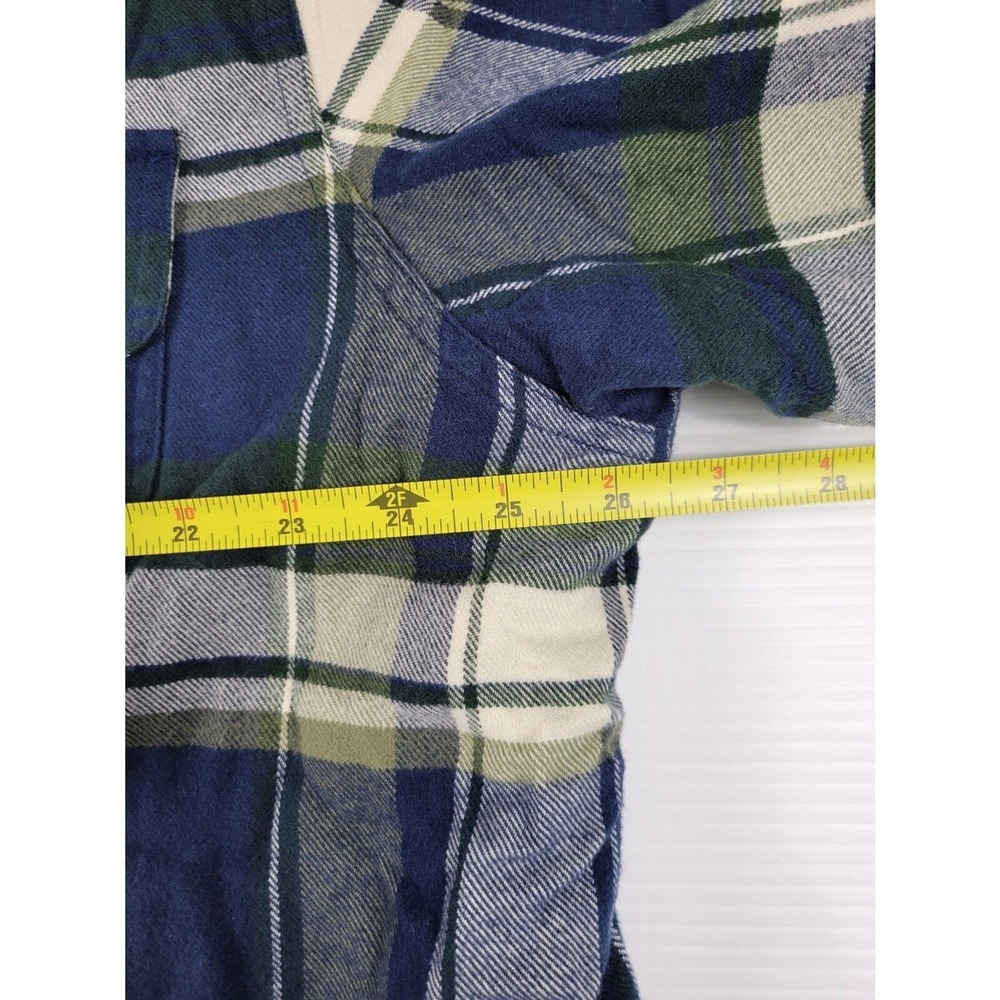 LL Bean 298189 Mens XXL 2XL Fleece Lined Plaid Jacket Shacket Blue Green Yellow - Picture 12 of 12